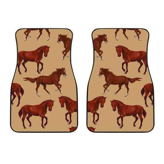 Brown Horse Print Pattern Car Floor Mats
