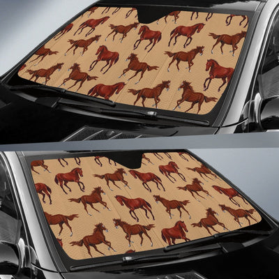 Brown Horse Print Pattern Car Sun Shade-JorJune