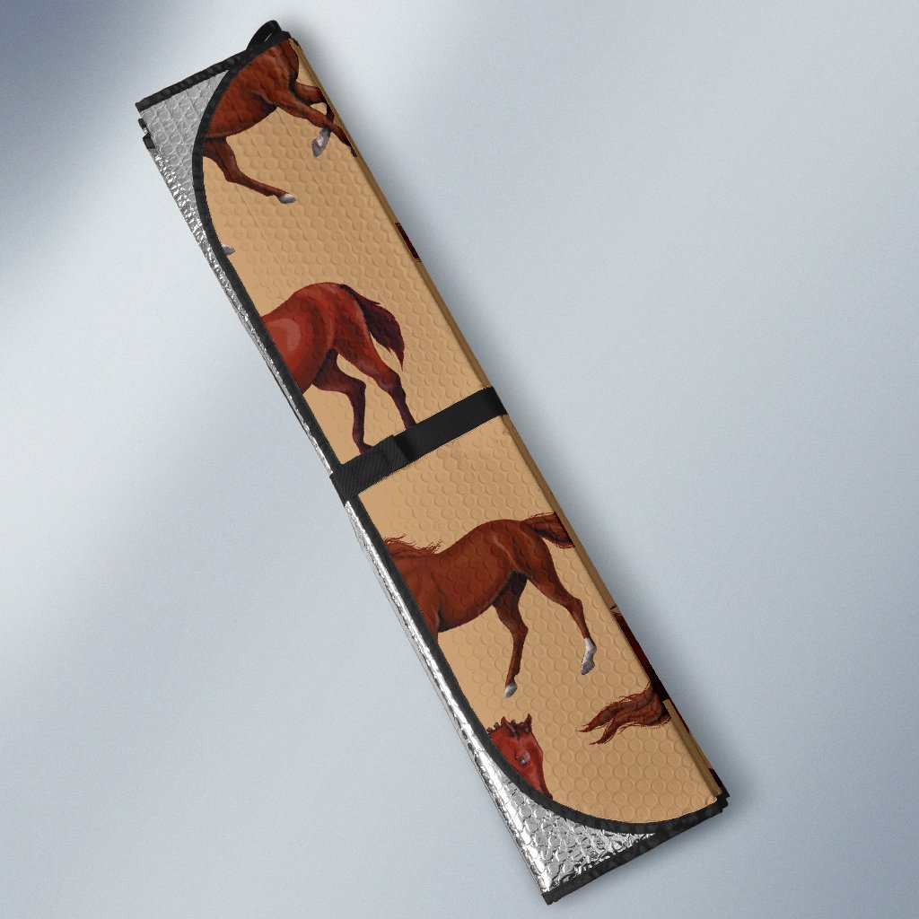 Brown Horse Print Pattern Car Sun Shade-JorJune