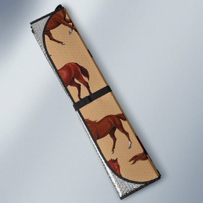 Brown Horse Print Pattern Car Sun Shade-JorJune