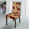 Brown Horse Print Pattern Dining Chair Slipcover-JORJUNE.COM