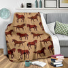 Brown Horse Print Pattern Fleece Blanket