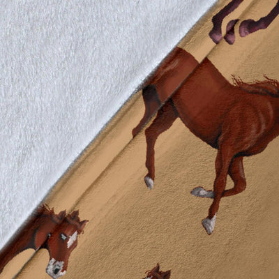 Brown Horse Print Pattern Fleece Blanket