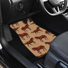 Brown Horse Print Pattern Front and Back Car Floor Mats