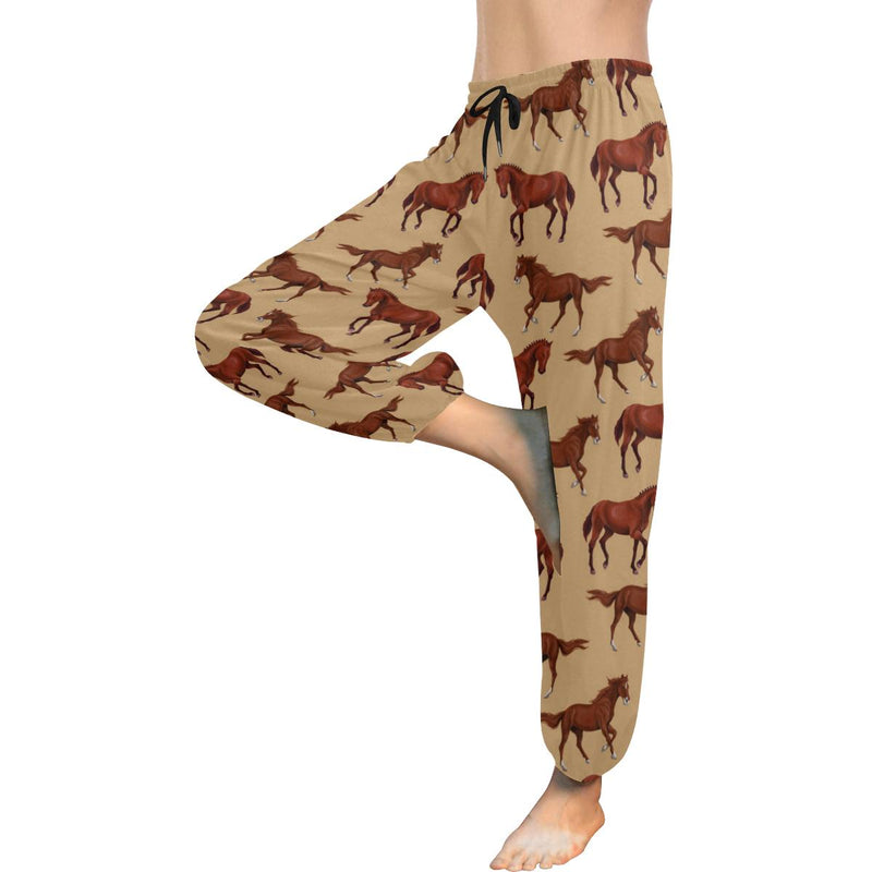 Brown Horse Print Pattern Harem Pants