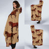 Brown Horse Print Pattern Hooded Blanket-JORJUNE.COM