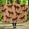 Brown Horse Print Pattern Hooded Blanket-JORJUNE.COM