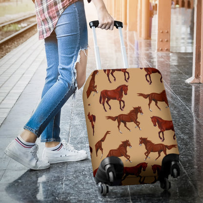 Brown Horse Print Pattern Luggage Cover Protector