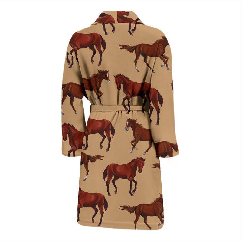 Brown Horse Print Pattern Men Bath Robe