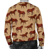 Brown Horse Print Pattern Men Crewneck Sweatshirt