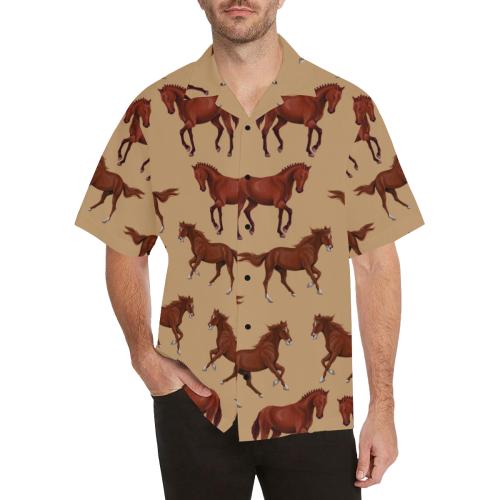 Brown Horse Print Pattern Men Hawaiian Shirt