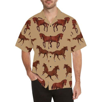 Brown Horse Print Pattern Men Hawaiian Shirt
