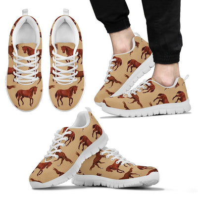 Brown Horse Print Pattern Men Sneakers