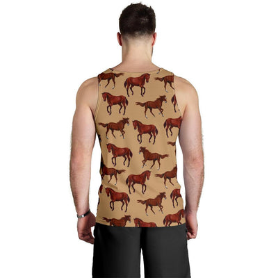 Brown Horse Print Pattern Men Tank Top