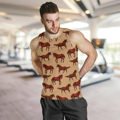 Brown Horse Print Pattern Men Tank Top