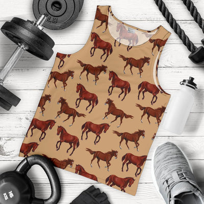 Brown Horse Print Pattern Men Tank Top