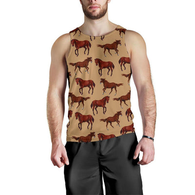 Brown Horse Print Pattern Men Tank Top