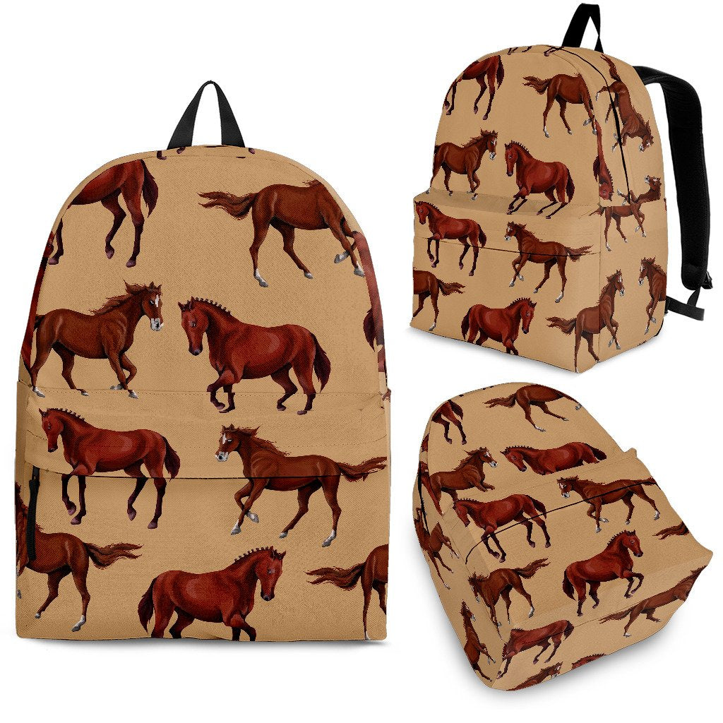 Brown Horse Print Pattern Premium Backpack