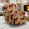 Brown Horse Print Pattern Recliner Slipcover-JORJUNE.COM