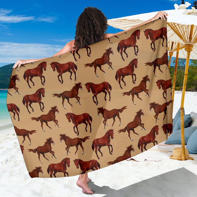 Brown Horse Print Pattern Sarong Pareo Wrap