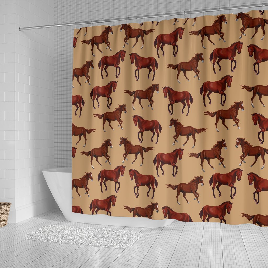 Brown Horse Print Pattern Shower Curtain