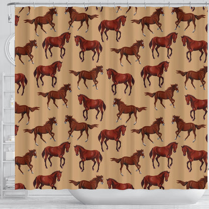 Brown Horse Print Pattern Shower Curtain