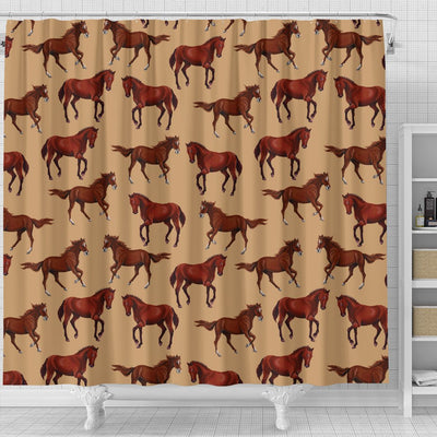 Brown Horse Print Pattern Shower Curtain