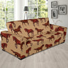 Brown Horse Print Pattern Sofa Slipcover-JORJUNE.COM