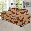 Brown Horse Print Pattern Sofa Slipcover-JORJUNE.COM