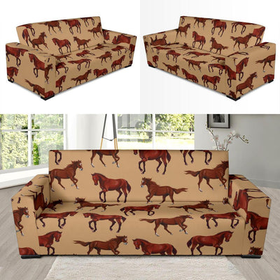 Brown Horse Print Pattern Sofa Slipcover-JORJUNE.COM