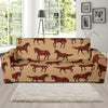 Brown Horse Print Pattern Sofa Slipcover-JORJUNE.COM