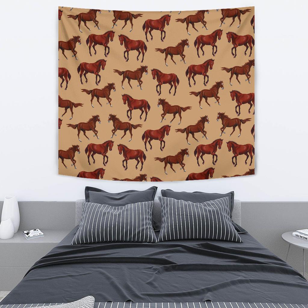Brown Horse Print Pattern Tapestry
