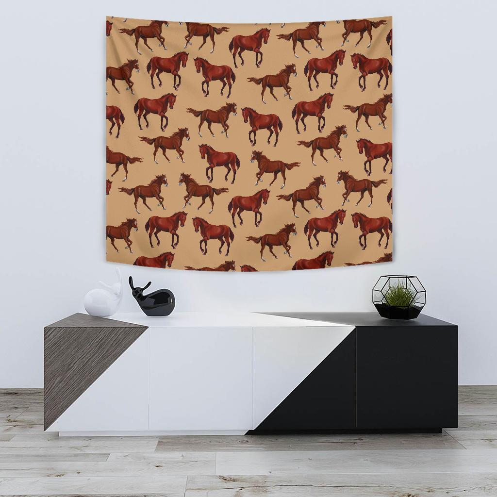 Brown Horse Print Pattern Tapestry