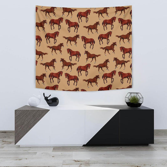 Brown Horse Print Pattern Tapestry
