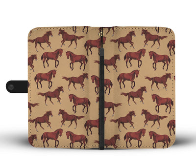 Brown Horse Print Pattern Wallet Phone Case