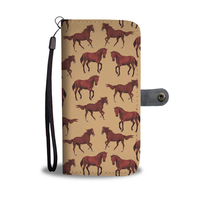 Brown Horse Print Pattern Wallet Phone Case