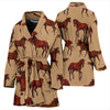 Brown Horse Print Pattern Women Bath Robe