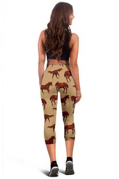 Brown Horse Print Pattern Women Capris