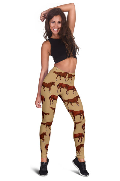 Brown Horse Print Pattern Women Leggings