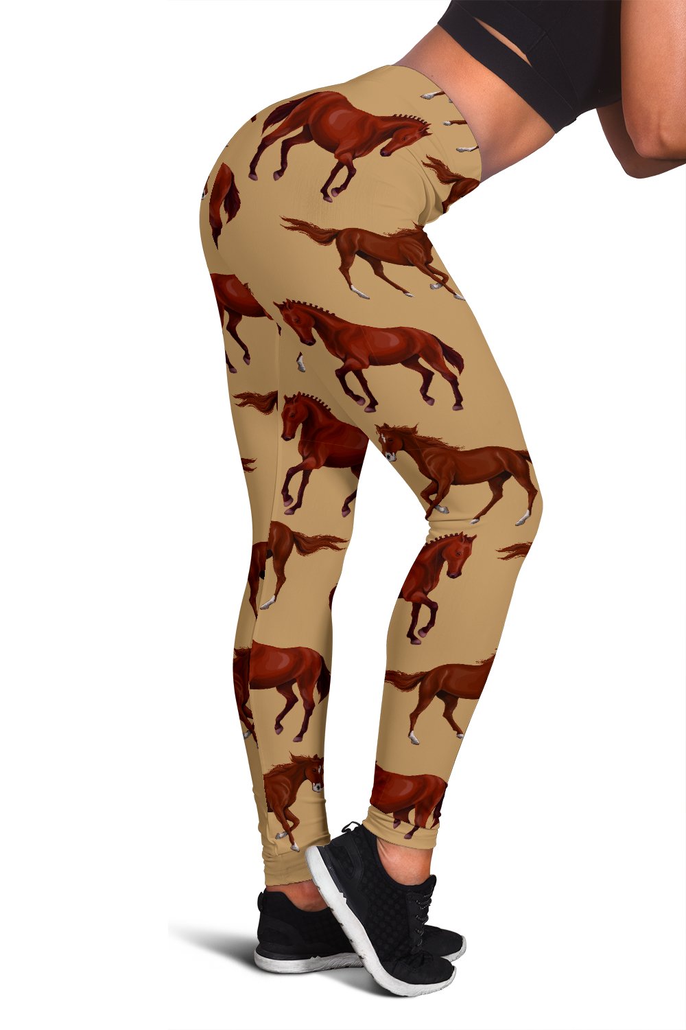 Brown Horse Print Pattern Women Leggings