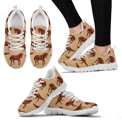 Brown Horse Print Pattern Women Sneakers