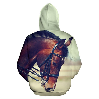 Brown Horse Women Men Zip Up Hoodie