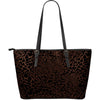 Brown Leopard Large Leather Tote Bag