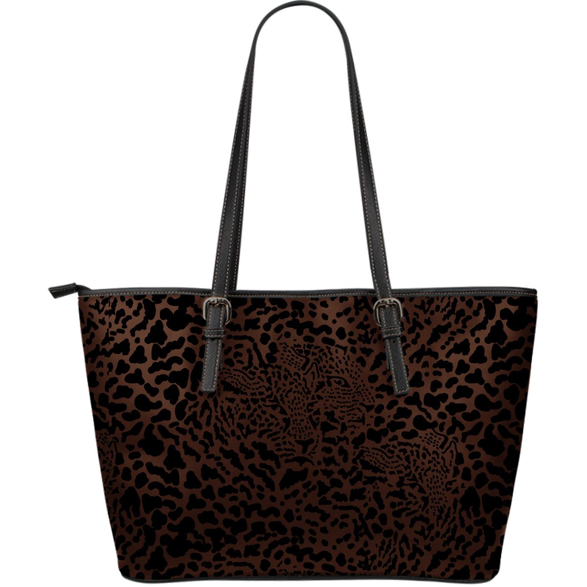 Brown Leopard Large Leather Tote Bag