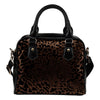 Brown Leopard Leather Shoulder Handbag