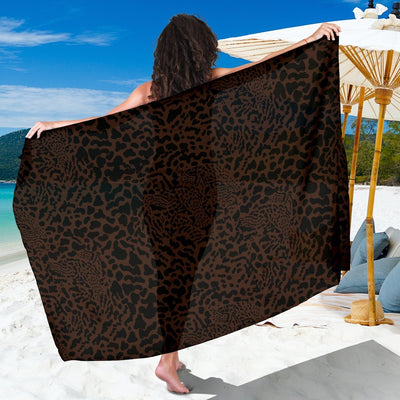 Brown Leopard Beach Sarong Pareo Wrap