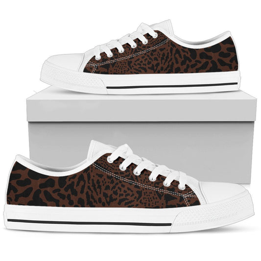 Brown Leopard Women Low Top Canvas Shoes