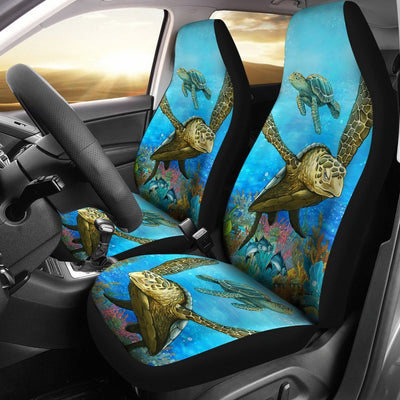 Brown Sea Turtle Print Universal Fit Car Seat Covers