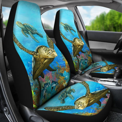 Brown Sea Turtle Print Universal Fit Car Seat Covers