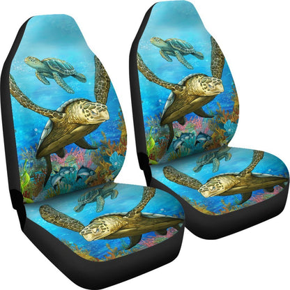 Brown Sea Turtle Print Universal Fit Car Seat Covers